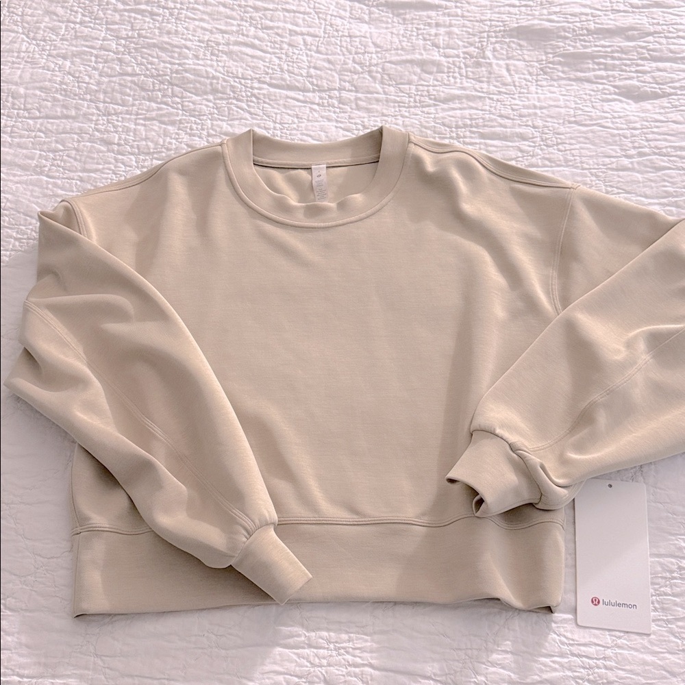 Lululemon Perfectly Oversized Cropped Crew Sweatshirt Softstreme Trench Tan